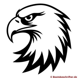 Adlerkopf in kraftvollem, schlichtem Design mit expressivem Blick – symbolisiert Wildheit und Stärke auf Booten