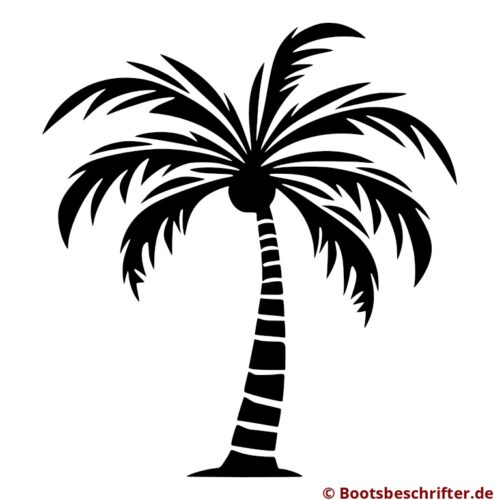 Exotische Palme in schlichter Silhouette, präzise Linien und detailreiche Blätter, vermittelt tropisches Paradies.