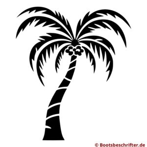 Elegante Palmen-Silhouette mit gekrümmtem Stamm und geschwungenen Palmwedeln, detailliert und klar.