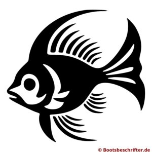 Anmutiger Fisch in Silhouette, geschwungene Linien, präzise Konturen, klar definierte Flossen, markante Rückenflosse.