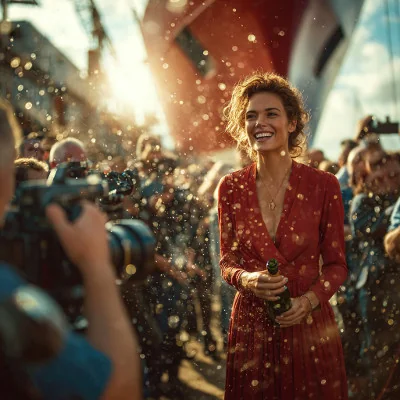 Glamouröse Szene Schiffstaufe