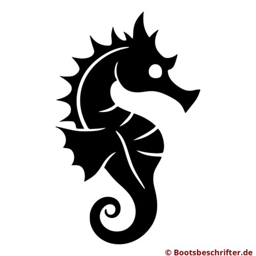 Anmutiges Seepferdchen in reiner Silhouette, sanfte Rundungen, filigrane Formen und klare Linien, subtile Detailfülle.