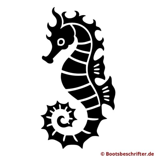 Anmutiges Seepferdchen im Folienschnitt, schlichte, ausdrucksstarke Linien, klare Formgebung, geschwungene Silhouette, detailreich ausgearbeitet.