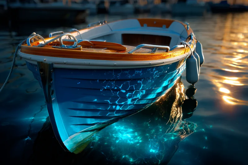 Kleines Boot auf blauem Wasser