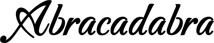 Vorschau des Bootsnamens "Abracadabra" als Schriftzug für "Bootsbeschriftung Klassisch 50"