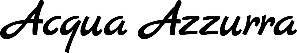 Vorschau des Bootsnamens "Acqua Azzurra" als Schriftzug für "Bootsbeschriftung Klassisch 77"