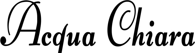 Vorschau des Bootsnamens "Acqua Chiara" als Schriftzug für "Bootsbeschriftung Klassisch 76"