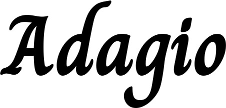 Vorschau des Bootsnamens "Adagio" als Schriftzug für "Bootsbeschriftung Klassisch 51"