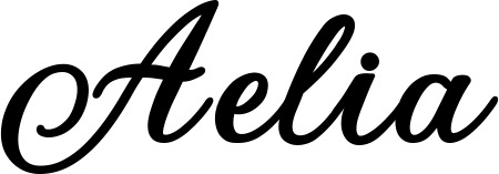 Vorschau des Bootsnamens "Aelia" als Schriftzug für "Bootsbeschriftung Klassisch 69"