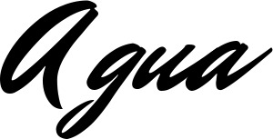 Vorschau des Bootsnamens "Agua" als Schriftzug für "Bootsbeschriftung Klassisch 82"