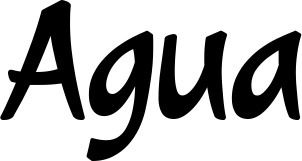 Vorschau des Bootsnamens "Agua" als Schriftzug für "Bootsbeschriftung Klassisch 72"