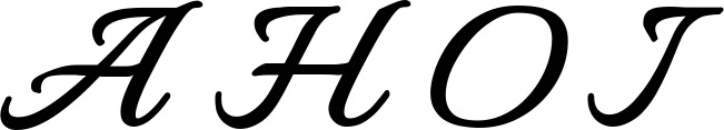 Vorschau des Bootsnamens "AHOI" als Schriftzug für "Style Klassisch 58"