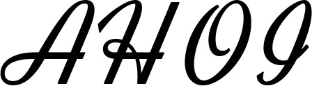Vorschau des Bootsnamens "AHOI" als Schriftzug für "Bootsbeschriftung Klassisch 44"