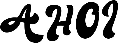 Vorschau des Bootsnamens "AHOI" als Schriftzug für "Bootsbeschriftung Klassisch 41"