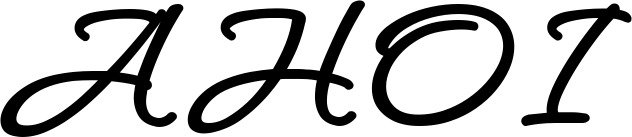 Vorschau des Bootsnamens "AHOI" als Schriftzug für "Bootsbeschriftung Klassisch 111"