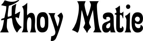 Vorschau des Bootsnamens "Ahoy Matie" als Schriftzug für "Bootsbeschriftung Neu 44"