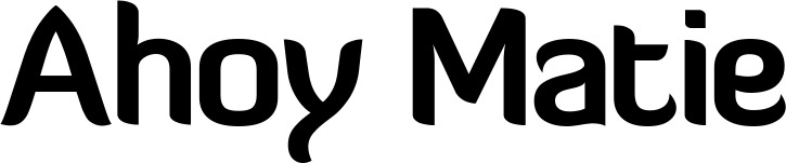 Vorschau des Bootsnamens "Ahoy Matie" als Schriftzug für "Bootsbeschriftung Normal 06"