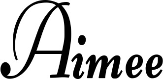 Vorschau des Bootsnamens "Aimee" als Schriftzug für "Bootsbeschriftung Klassisch 76"
