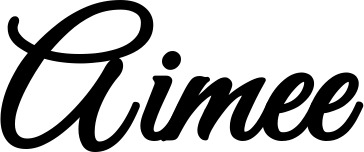 Vorschau des Bootsnamens "Aimee" als Schriftzug für "Bootsbeschriftung Klassisch 68"
