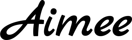 Vorschau des Bootsnamens "Aimee" als Schriftzug für "Bootsbeschriftung Klassisch 77"