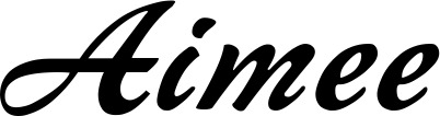 Vorschau des Bootsnamens "Aimee" als Schriftzug für "Bootsbeschriftung Klassisch 12"