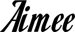 Vorschau des Bootsnamens "Aimee" als Schriftzug für "Bootsbeschriftung Klassisch 93"