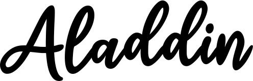 Vorschau des Bootsnamens "Aladdin" als Schriftzug für "Bootsbeschriftung Klassisch 74"