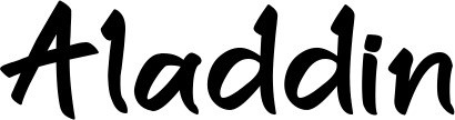 Vorschau des Bootsnamens "Aladdin" als Schriftzug für "Bootsbeschriftung Klassisch 95"