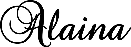 Vorschau des Bootsnamens "Alaina" als Schriftzug für "Bootsbeschriftung Klassisch 02-A"