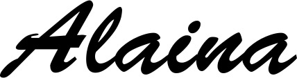 Vorschau des Bootsnamens "Alaina" als Schriftzug für "Bootsbeschriftung Klassisch 03"