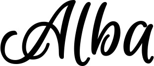 Vorschau des Bootsnamens "Alba" als Schriftzug für "Bootsbeschriftung Klassisch 105"