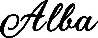 Vorschau des Bootsnamens "Alba" als Schriftzug für "Bootsbeschriftung Klassisch 69"