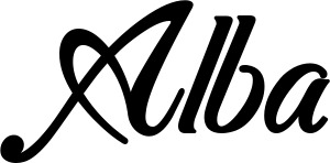 Vorschau des Bootsnamens "Alba" als Schriftzug für "Bootsbeschriftung Klassisch 50"