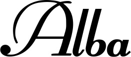 Vorschau des Bootsnamens "Alba" als Schriftzug für "Bootsbeschriftung Klassisch 76-A"