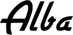 Vorschau des Bootsnamens "Alba" als Schriftzug für "Bootsbeschriftung Klassisch 66"