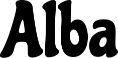 Vorschau des Bootsnamens "Alba" als Schriftzug für "Bootsbeschriftung Klassisch 53"