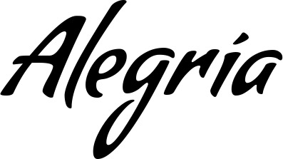 Vorschau des Bootsnamens "Alegría" als Schriftzug für "Bootsbeschriftung Klassisch 57"