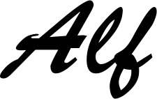 Vorschau des Bootsnamens "Alf" als Schriftzug für "Bootsbeschriftung Klassisch 03"