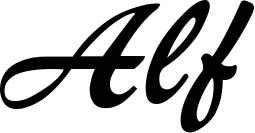 Vorschau des Bootsnamens "Alf" als Schriftzug für "Bootsbeschriftung Klassisch 12"