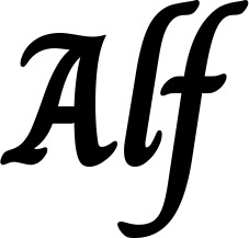 Vorschau des Bootsnamens "Alf" als Schriftzug für "Bootsbeschriftung Klassisch 51"