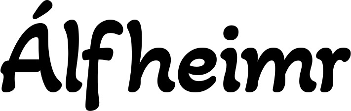 Vorschau des Bootsnamens "Álfheimr" als Schriftzug für "Bootsbeschriftung Klassisch 103"