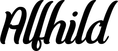 Vorschau des Bootsnamens "Alfhild" als Schriftzug für "Bootsbeschriftung Klassisch 62"