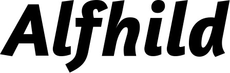 Vorschau des Bootsnamens "Alfhild" als Schriftzug für "Bootsbeschriftung Kursiv 01"