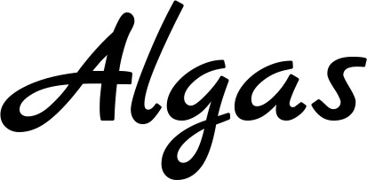 Vorschau des Bootsnamens "Algas" als Schriftzug für "Bootsbeschriftung Klassisch 77"