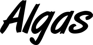Vorschau des Bootsnamens "Algas" als Schriftzug für "Bootsbeschriftung Klassisch 38"