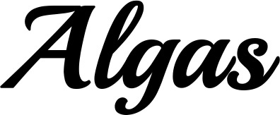 Vorschau des Bootsnamens "Algas" als Schriftzug für "Bootsbeschriftung Klassisch 86"