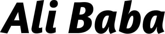 Vorschau des Bootsnamens "Ali Baba" als Schriftzug für "Bootsbeschriftung Kursiv 01"