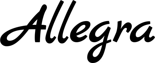 Vorschau des Bootsnamens "Allegra" als Schriftzug für "Bootsbeschriftung Klassisch 45"