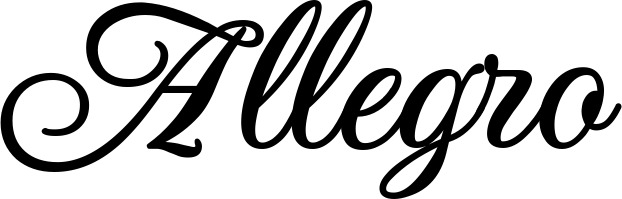 Vorschau des Bootsnamens "Allegro" als Schriftzug für "Bootsbeschriftung Klassisch 70"