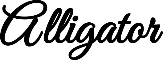Vorschau des Bootsnamens "Alligator" als Schriftzug für "Bootsbeschriftung Klassisch 68"